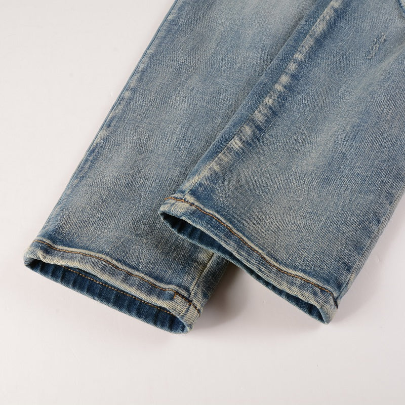 Snake Graphic Light Wash Jeans