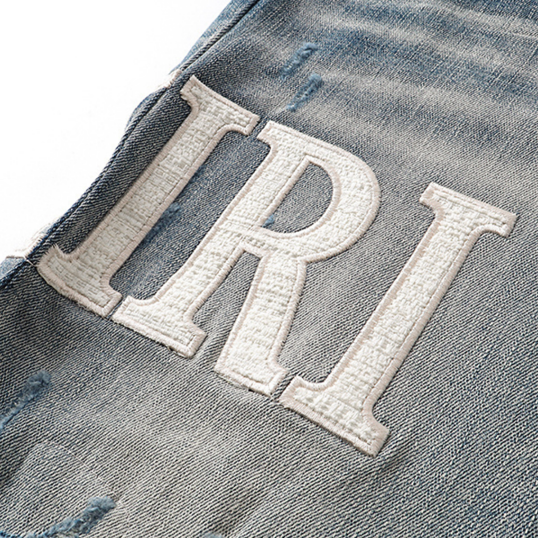 White Logo Light Wash Jeans