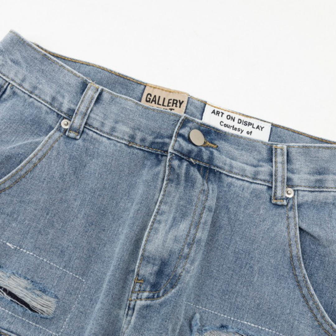 Light Wash Ripped Flared Jeans