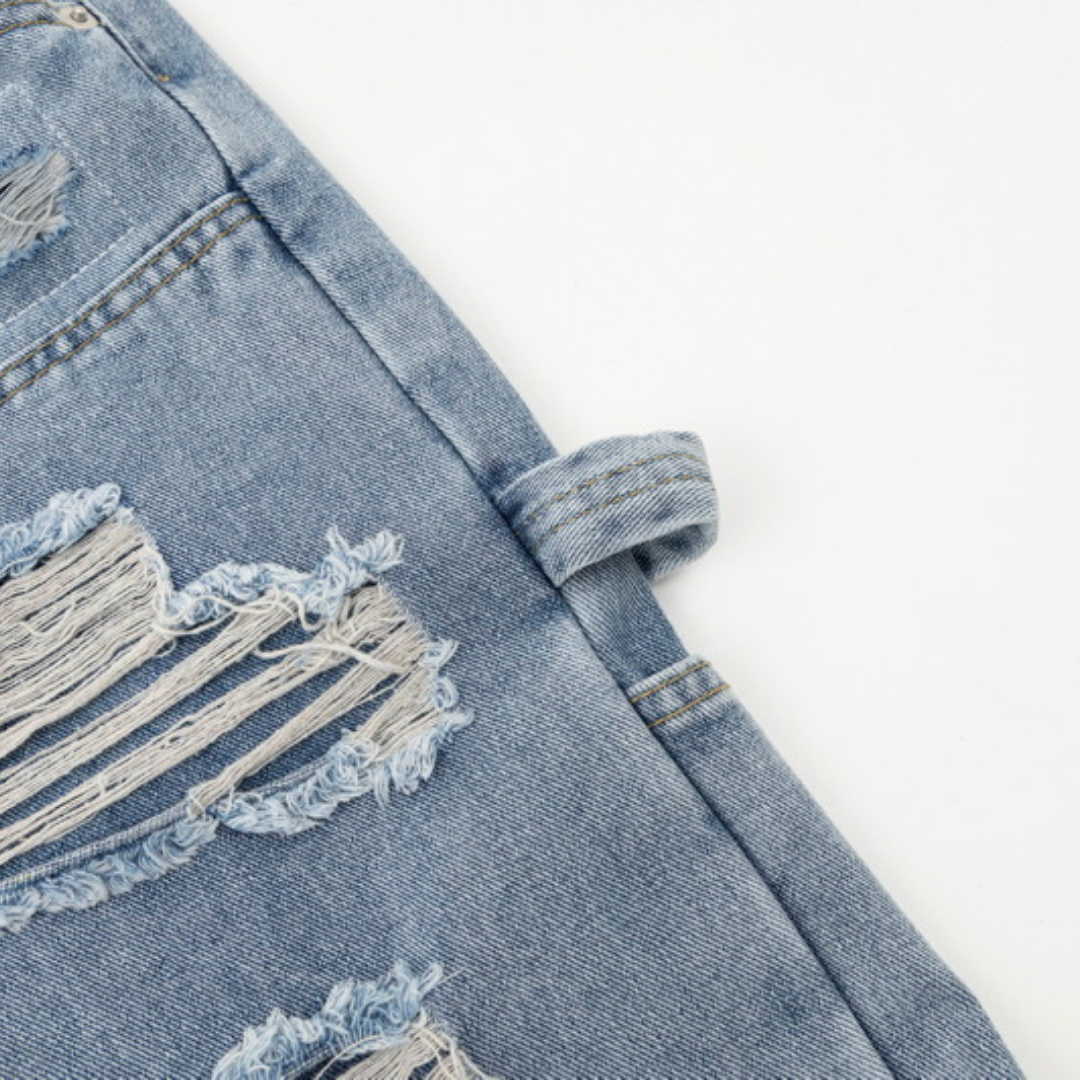 Light Wash Ripped Flared Jeans