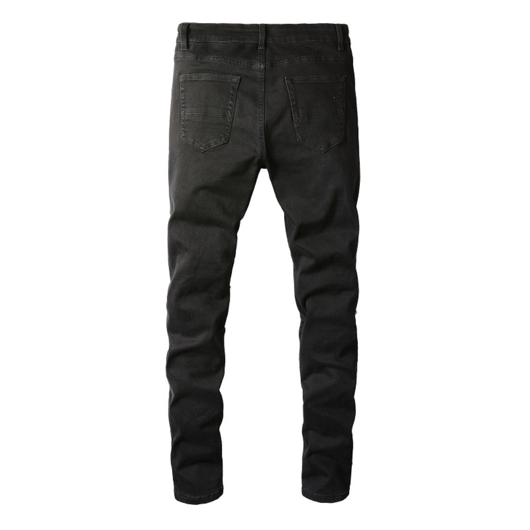 Black Rugged Distressed Jeans