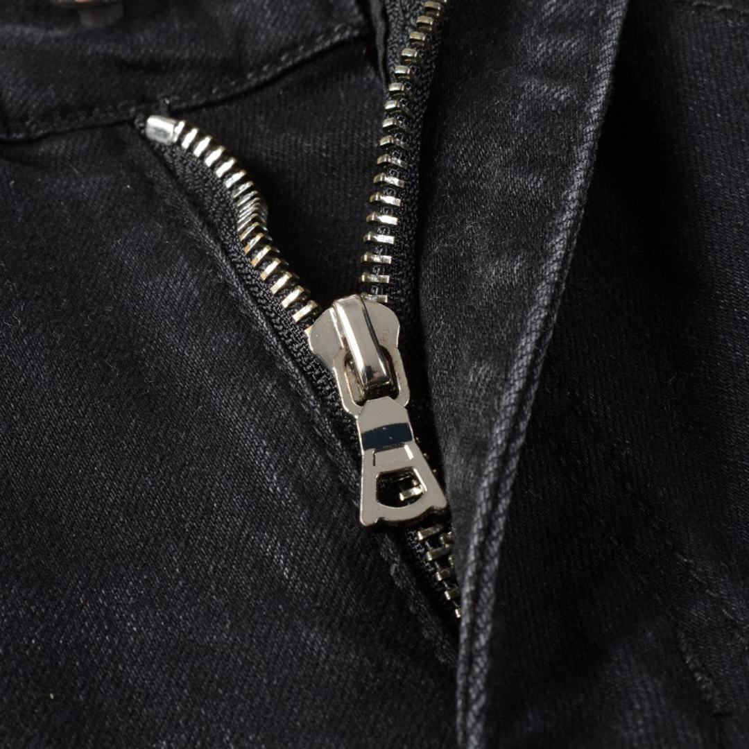 Black Graphic Patch Distressed Jeans