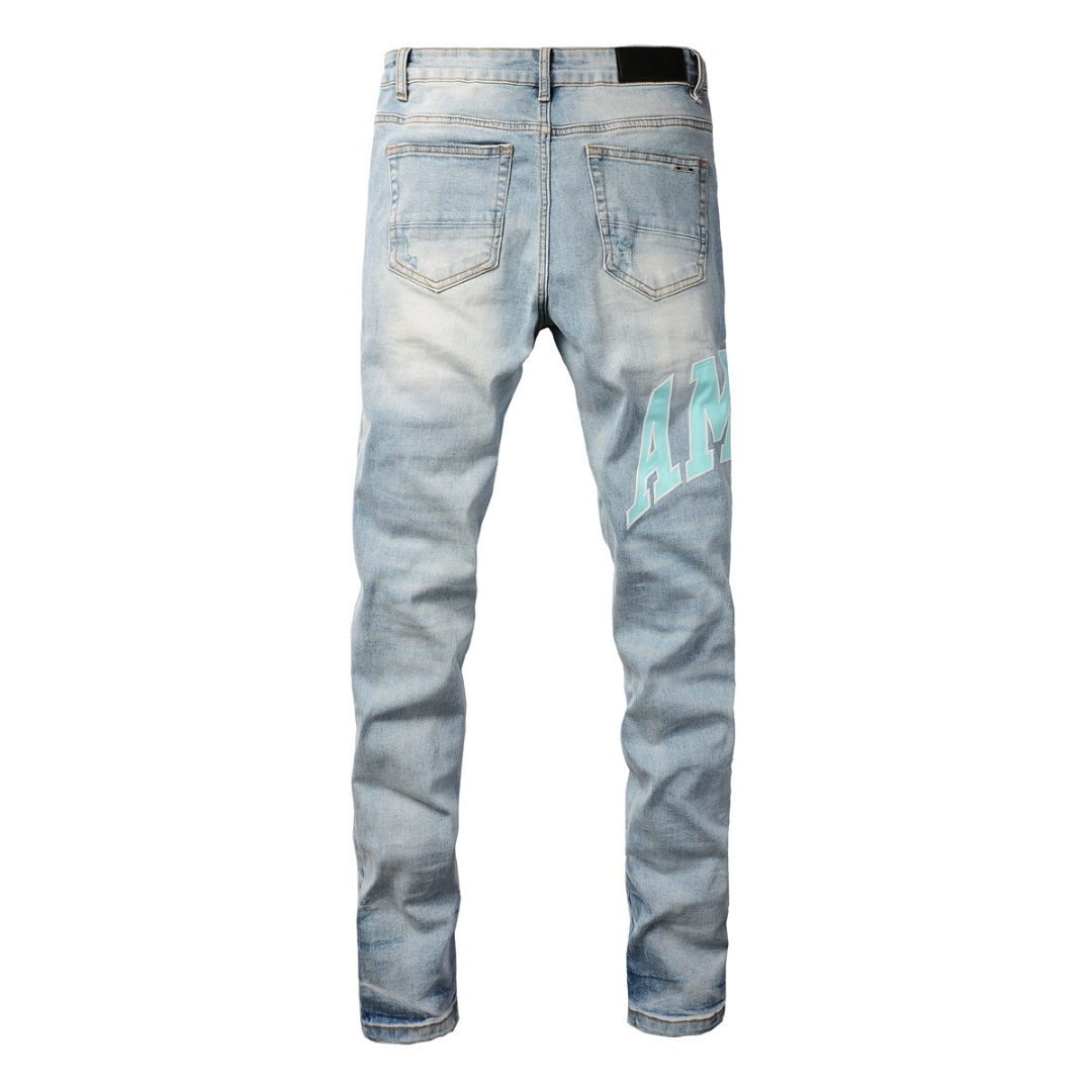 Light Blue Patch Distressed Jeans