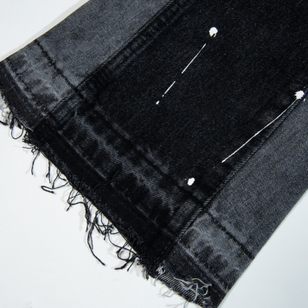 Black Paint Splatter Flared Jeans