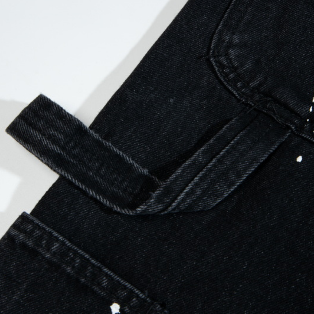 Black Paint Splatter Flared Jeans