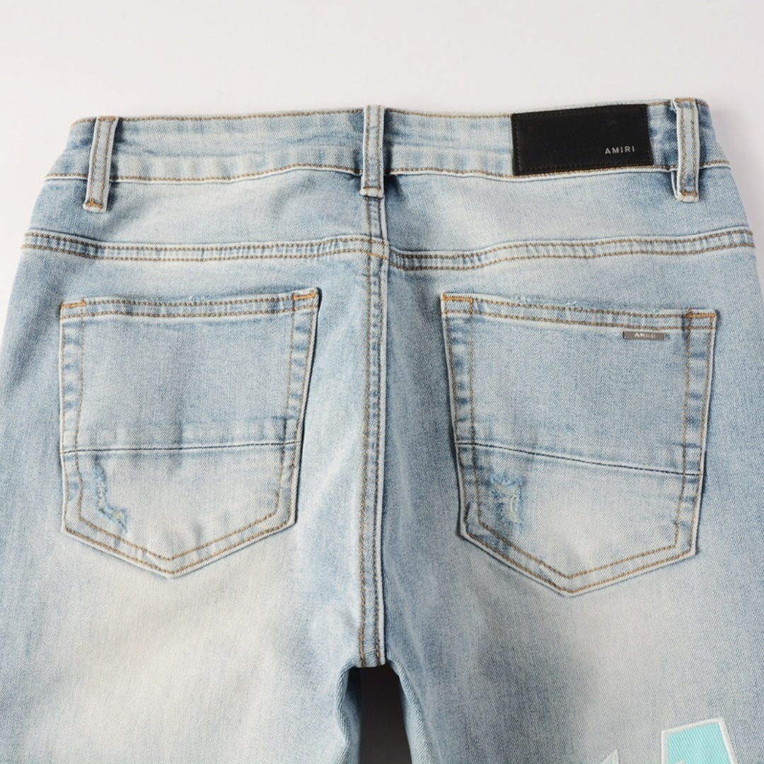 Light Blue Patch Distressed Jeans