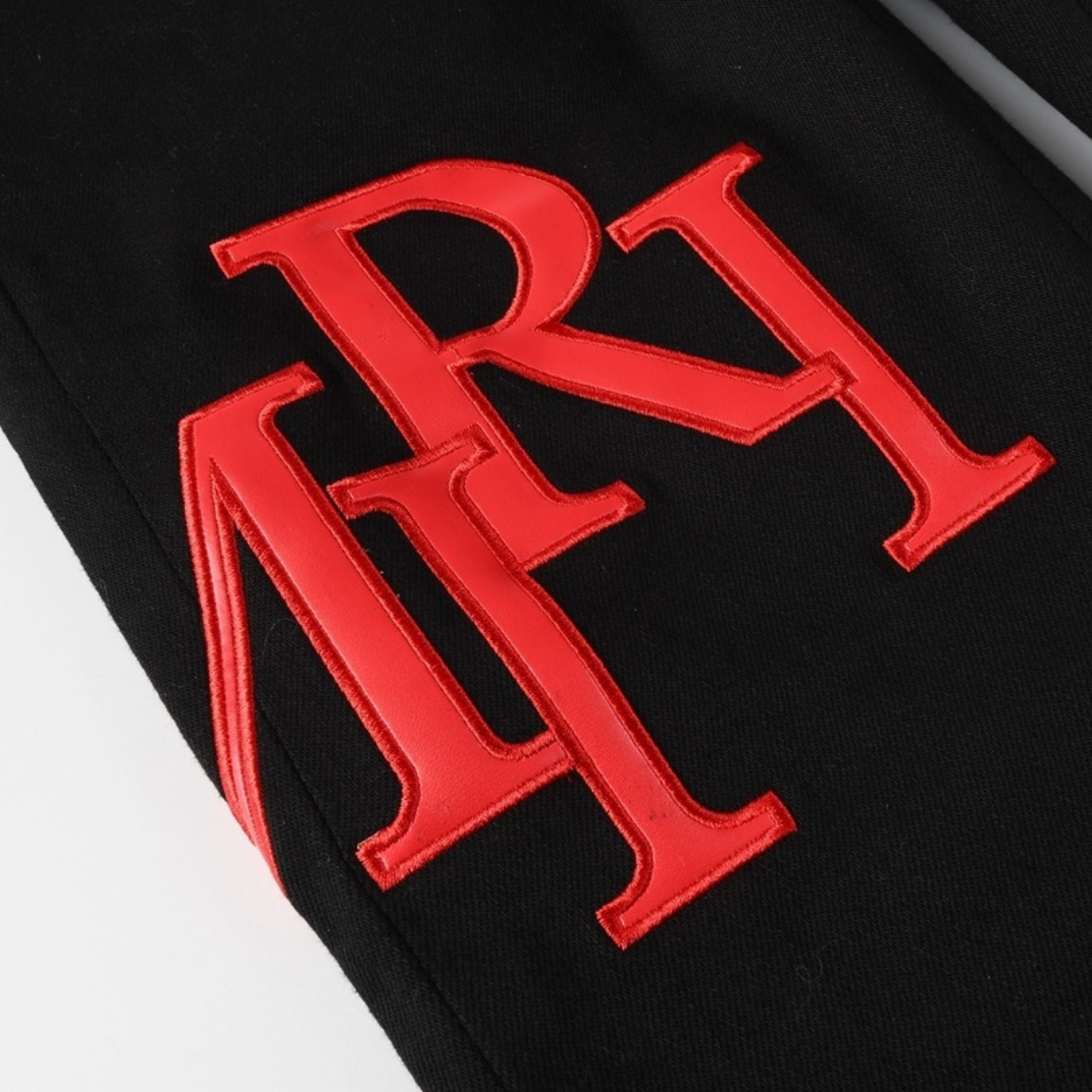 Black Red Graphic Patch Jeans