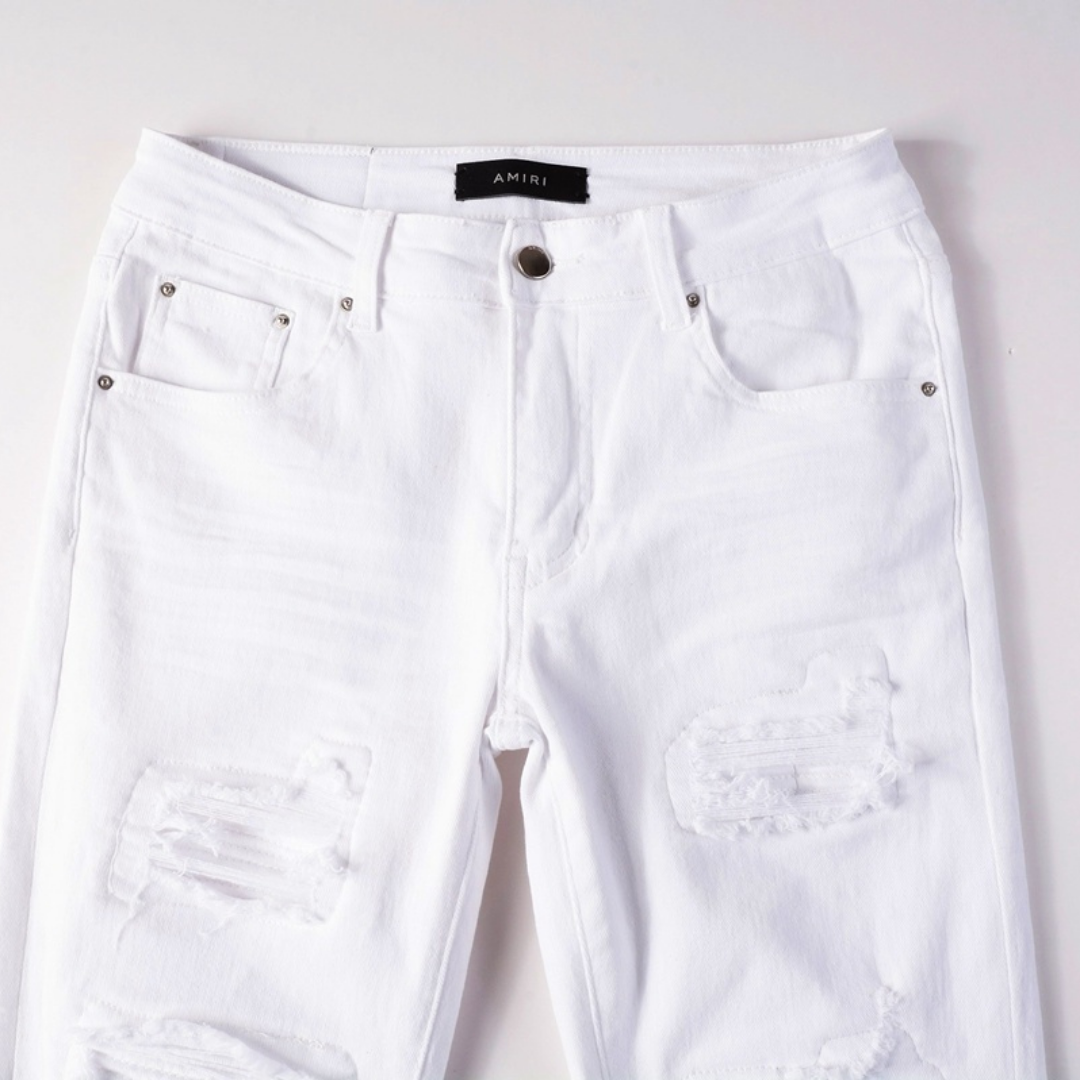 White Knee Rip Distressed Jeans