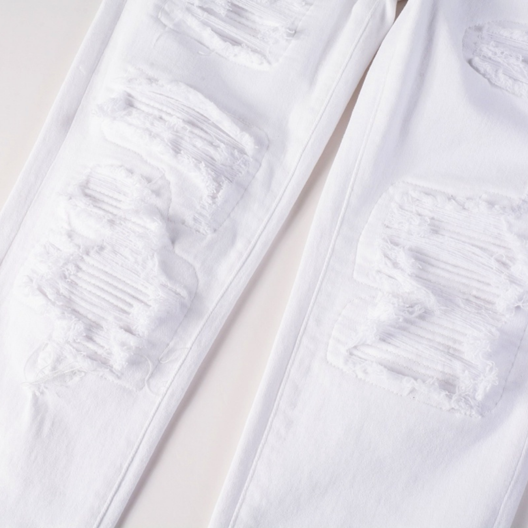 White Knee Rip Distressed Jeans