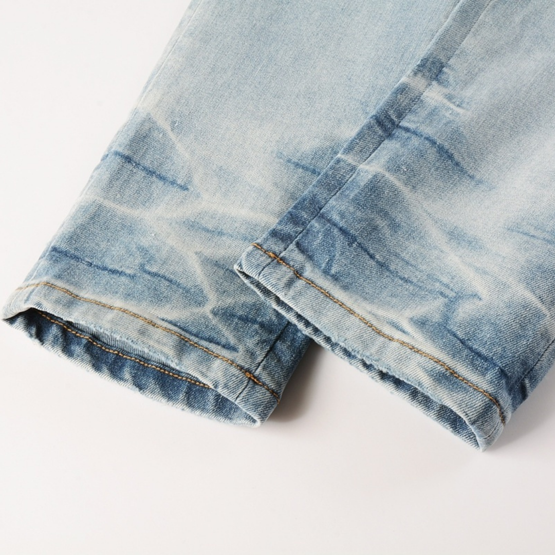 Light Blue Patch Distressed Jeans