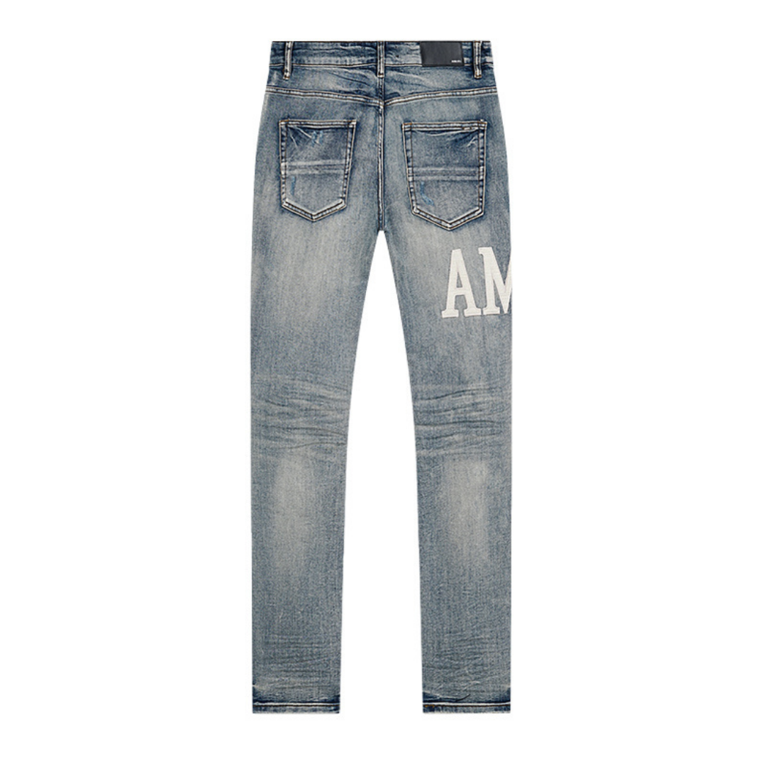 White Logo Light Wash Jeans