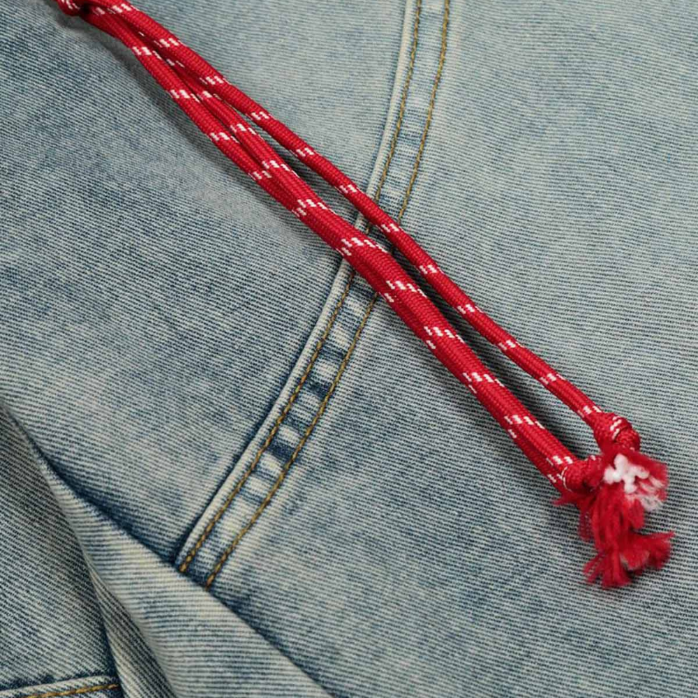 Retro Patchwork Barrel Jeans - Blue