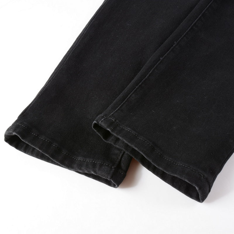 Black Rugged Distressed Jeans