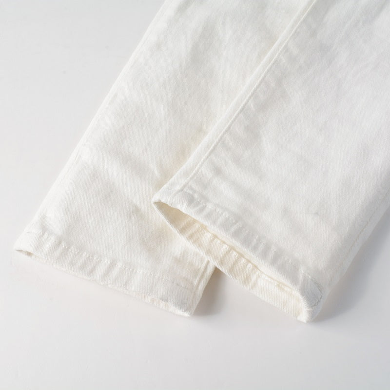 White Distressed Slim Jeans