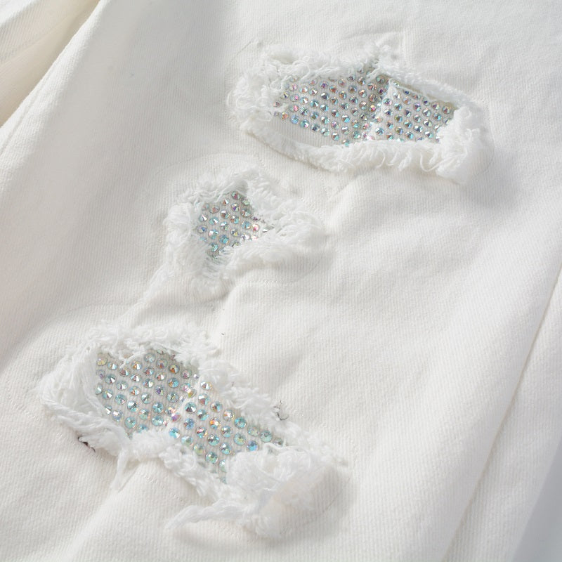 White Distressed Slim Jeans