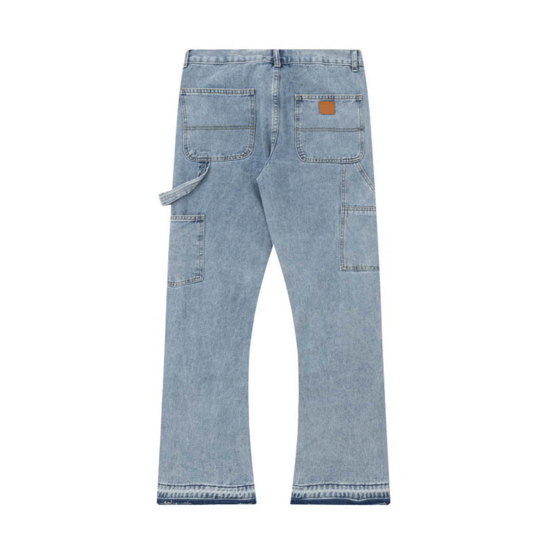 Light Wash Ripped Flared Jeans