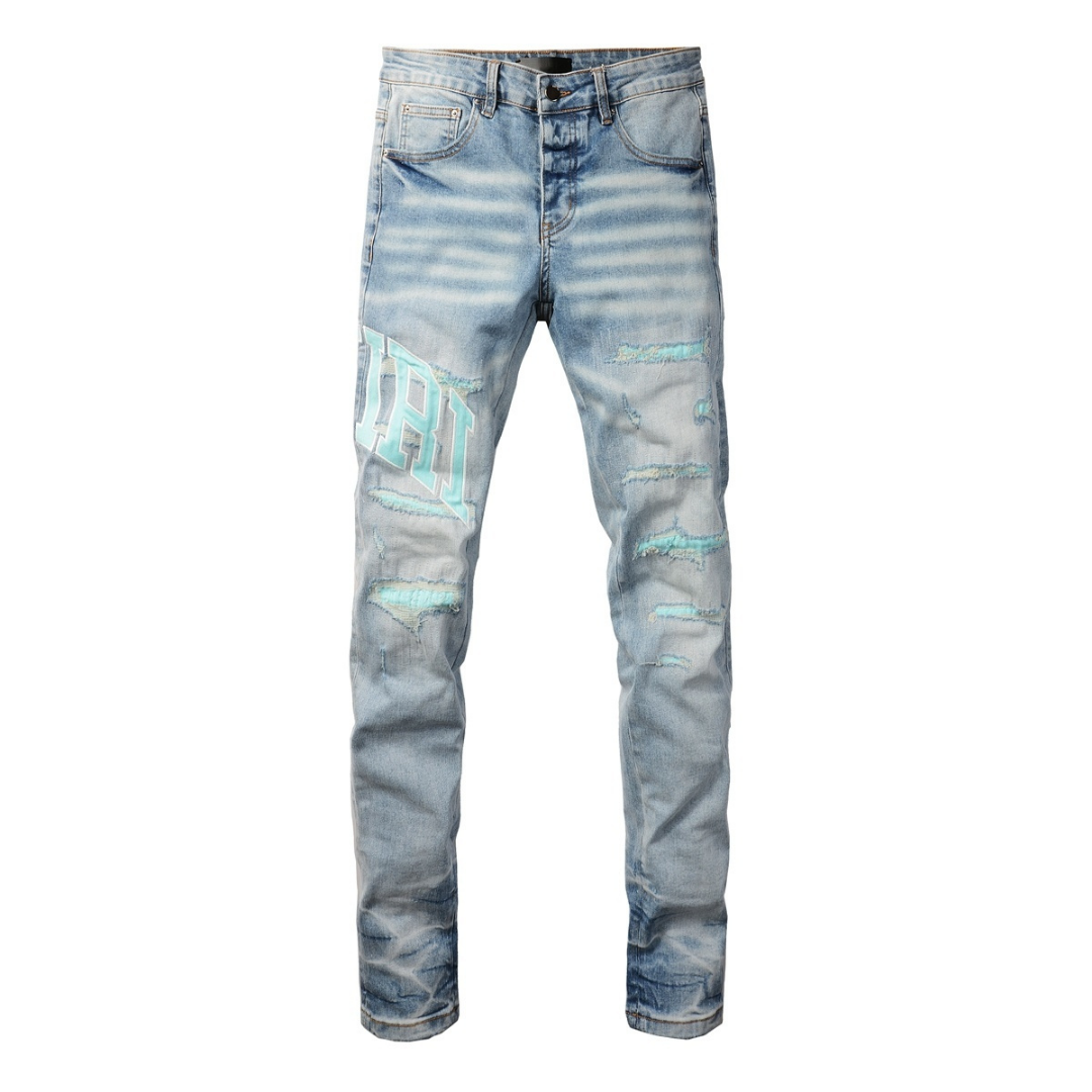 Light Blue Patch Distressed Jeans