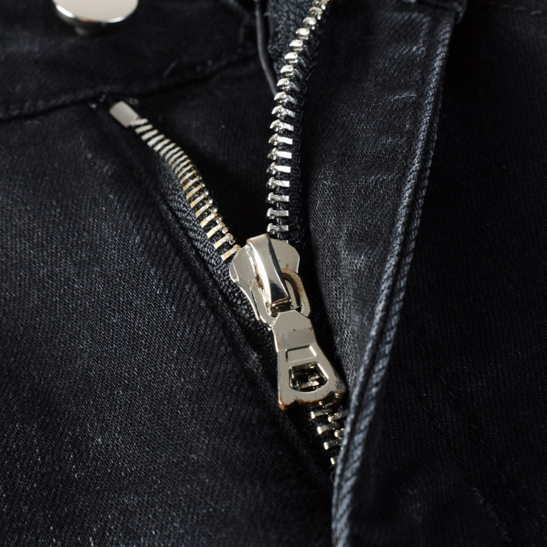 Black Knee Patch Distressed Jeans