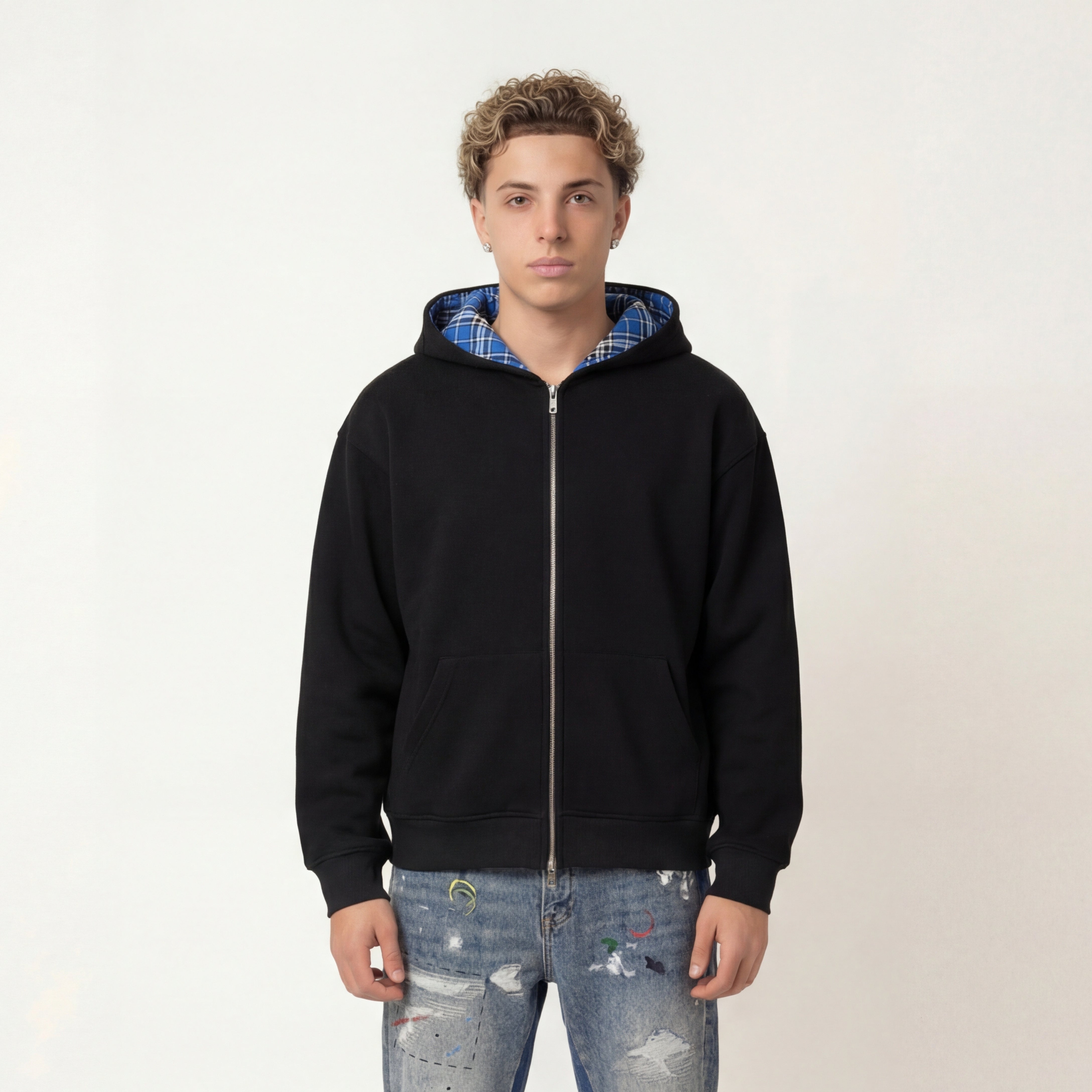 CHEQUERED LINE – ZIP HOODIE