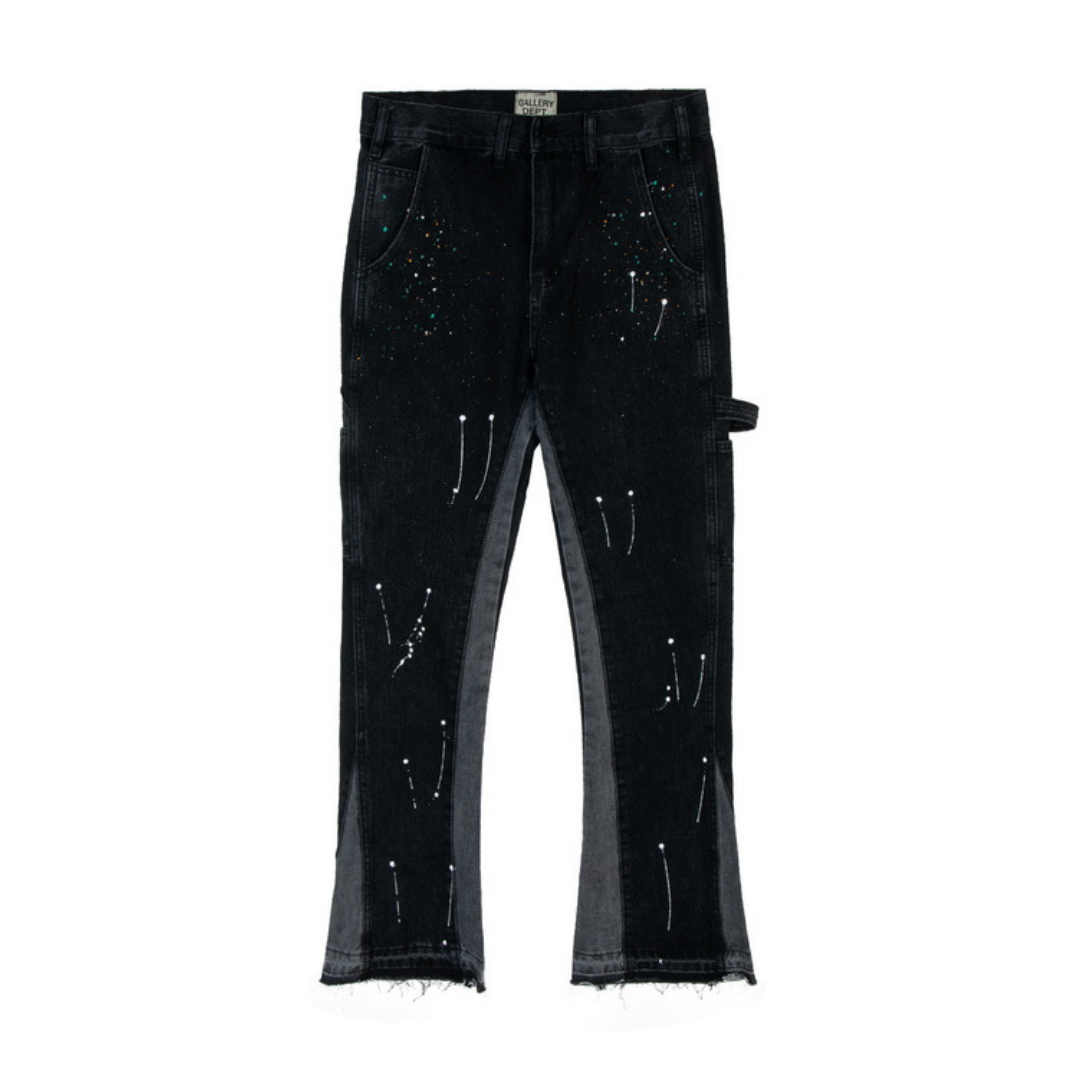 Black Paint Splatter Flared Jeans