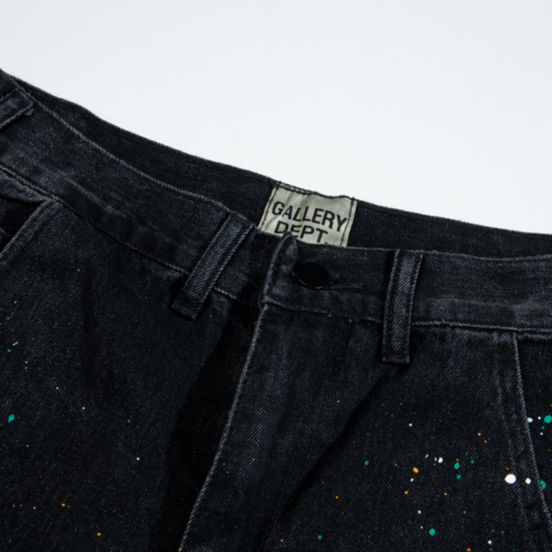 Black Paint Splatter Flared Jeans