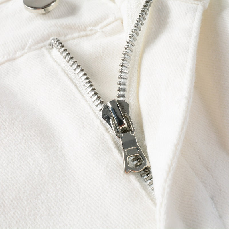 White Distressed Slim Jeans