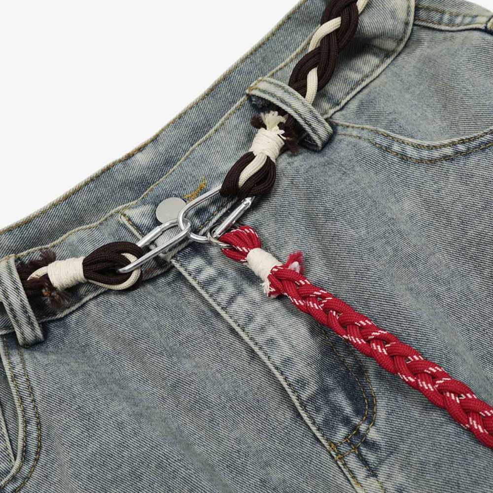Retro Patchwork Barrel Jeans - Blue