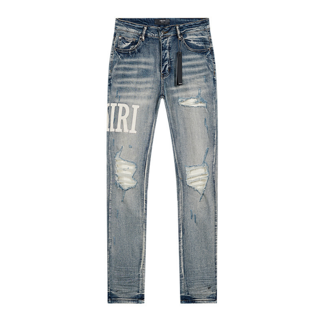 White Logo Light Wash Jeans