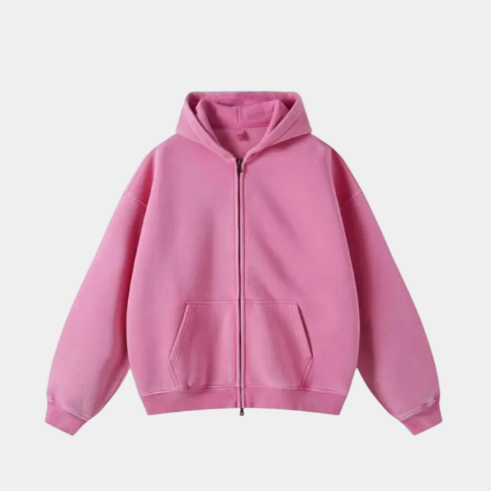Heavyweight Zipped Hoodie - Light-Gray