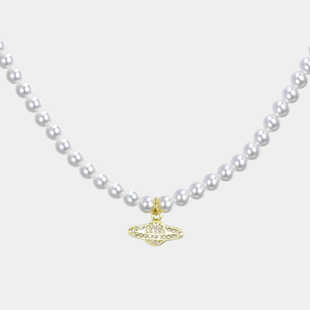 Planet and Pearl Necklace